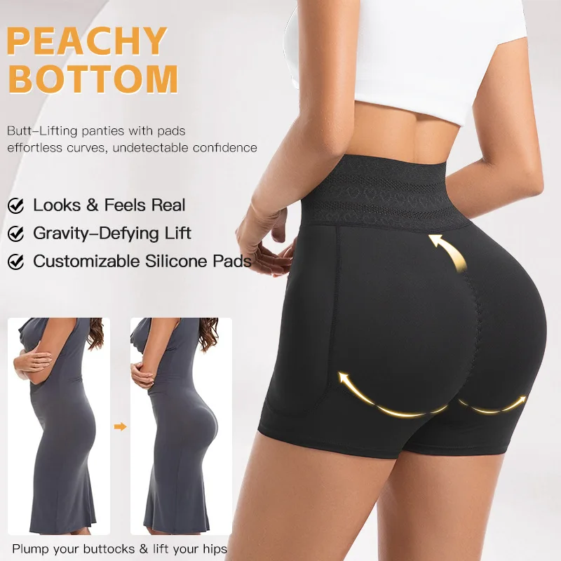 Hip Enhancer Shapewear Panties Women High Waist Tummy Control Body Shaper Briefs Removable Pads Butt Lifter Slimming Underwear