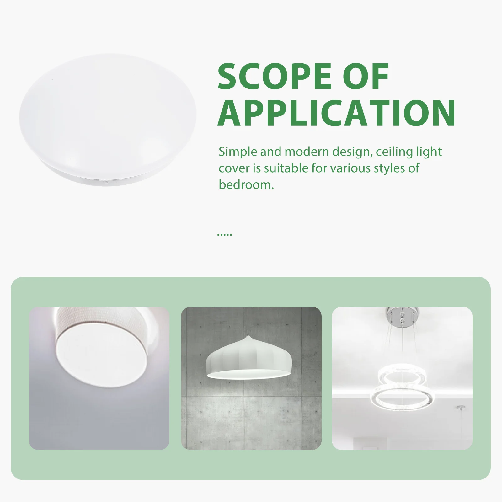 1 LED 190mmPC Round Lampshade for Bedroom Easy Install Space Saving Soft Light Diffuser Ceiling Cover Replacement