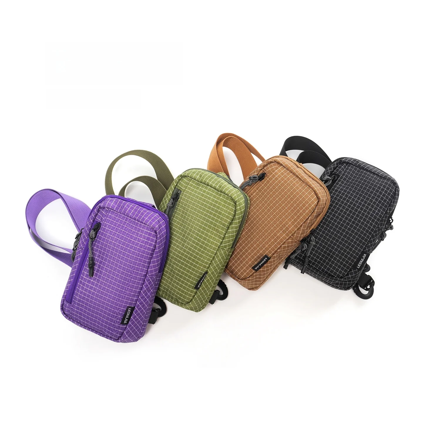 nova-bolsa-transversal-unissex-de-nylon-xadrez-leve-e-compacta-para-esportes-e-uso-casual-bolsa-de-peito-para-celular-ideal