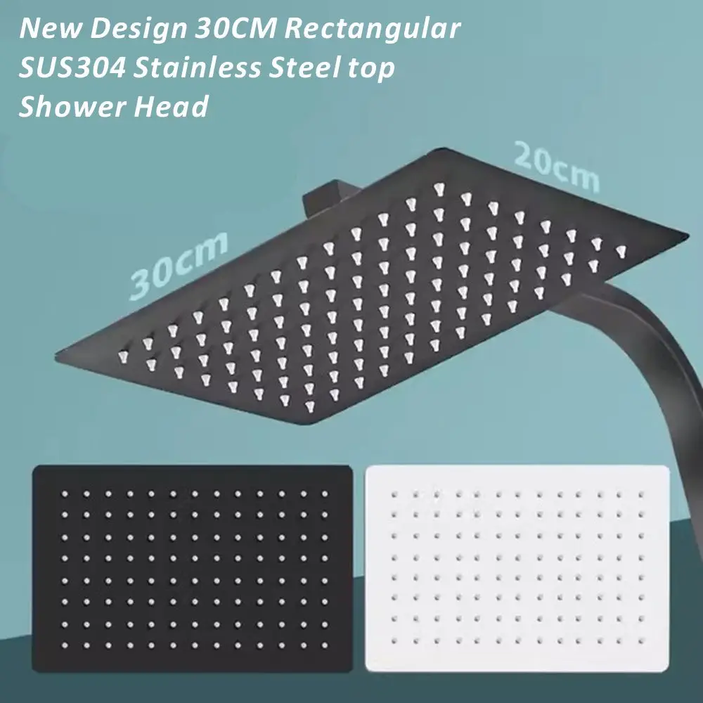 

New 1Pcs SUS304 Stainless Steel Ultra Thin Waterfall Rectangular Top Shower Pressure Boosting Design Spa Bathroom Shower Head