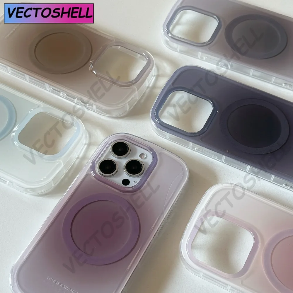 

New Korean Pastel Gradient Magnetic Case for iPhone 11-16 Pro Max - Shockproof Soft Silicone Wireless Charging Ready