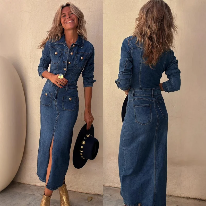 

2025 Hot New Style Station Fashion Casual Multi-Long Sleeve Midi Dress