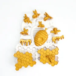 Silicone Mold Bee Honey Honeycomb Resin Kitchen Baking Tool DIY Cake Fondant Mould Dessert Chocolate Lace Decoration Supplies