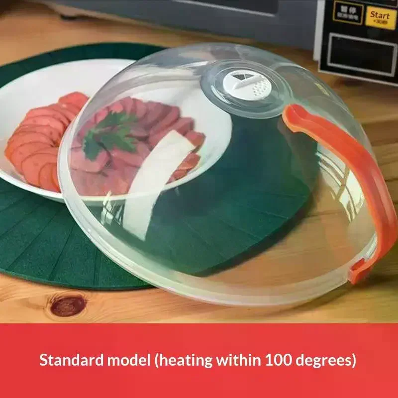 Microwave Splash Cover High Temperature Resistant Microwave Guard Lid Transparent Food Heating Cover With Steam Vent And Handle