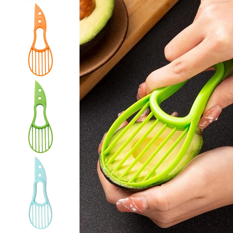 3 In 1 Multi-Function Avocado Peeler Pulp Separator Plastic Orange Kiwi Fruit Peeler Knife Cutter Household Kitchen Accessories