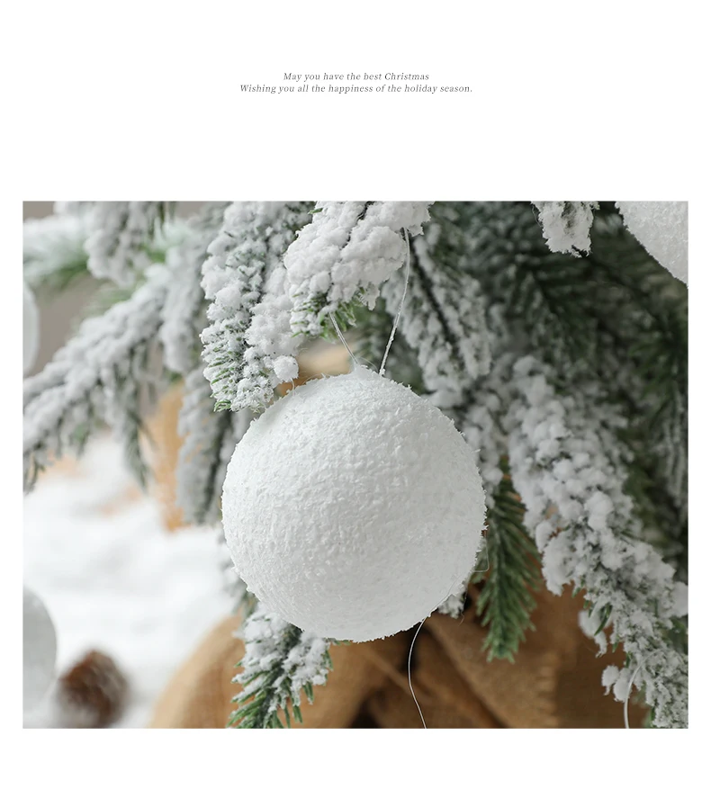 4/6/8/10cm White Foam Balls Wedding Christmas Hanging Ornaments Christmas Tree Pendant Home New Year Decorations Xmas Ball