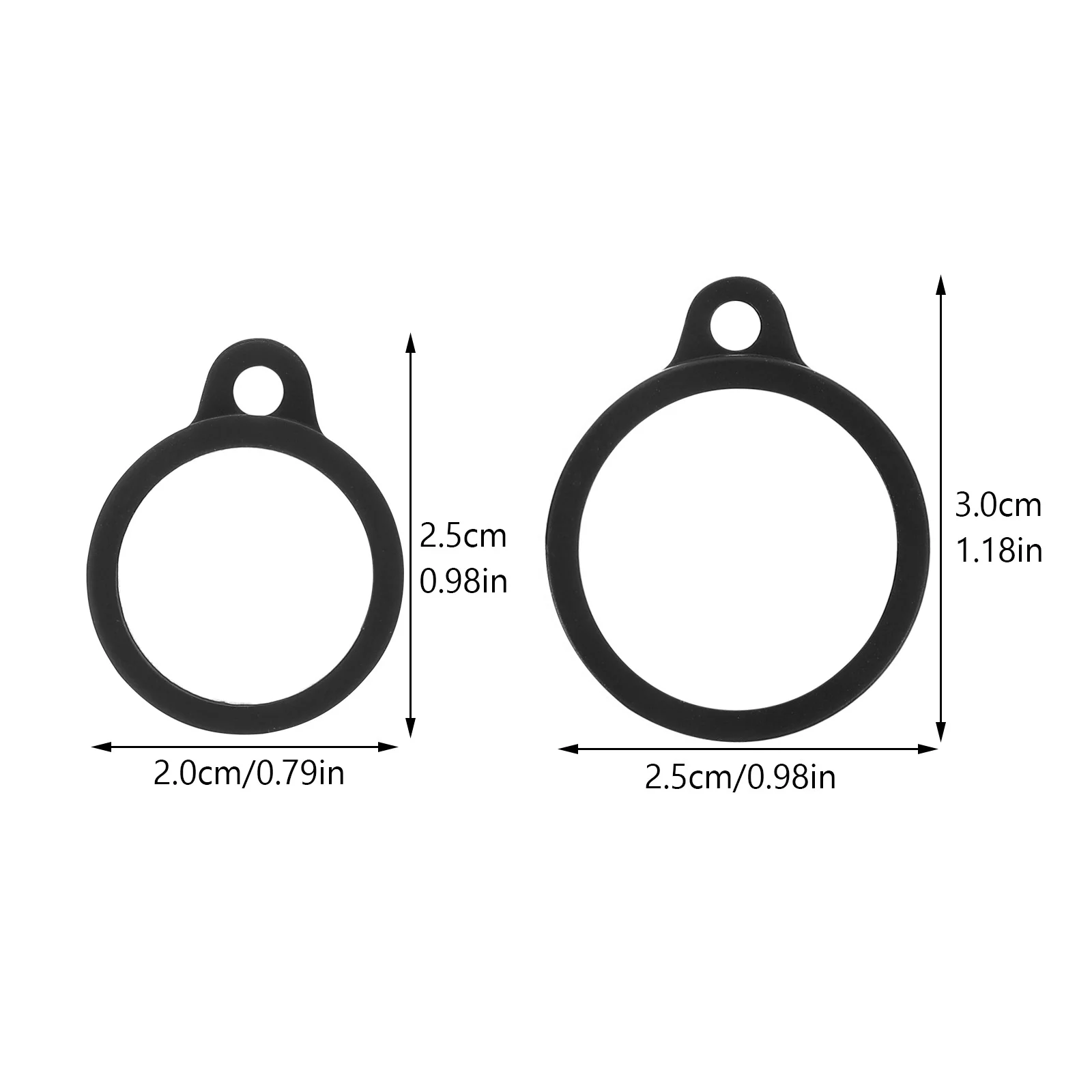 20 Pcs Wire Rings Silicone Hanging Black 16mm 20mm Mini Items Lanyard Hoops Silica Gel