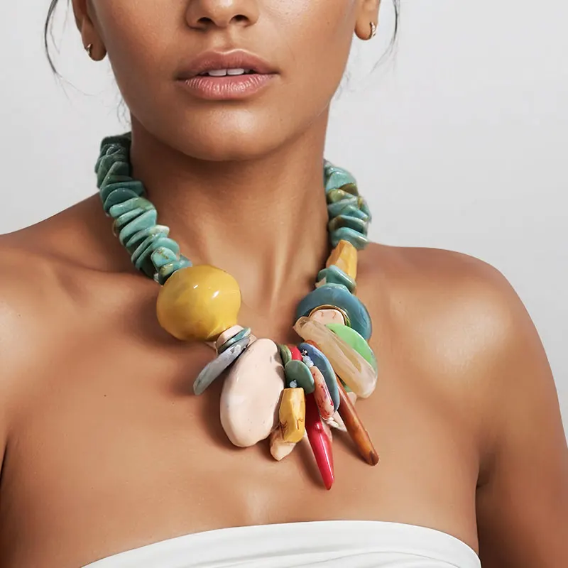 Statement-Halskette im Boho-Stil mit Perlen für Damen und Mädchen, Hochzeit, Party, Schmuck