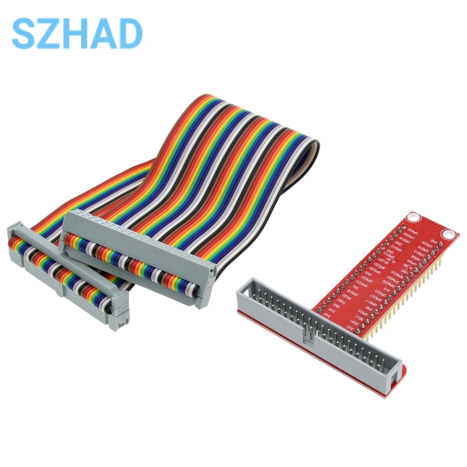 لوح توسيع GPIO متوافق مع Raspberry Pi B+ مع كابل شريط 40 دبوسًا للوحة التطوير