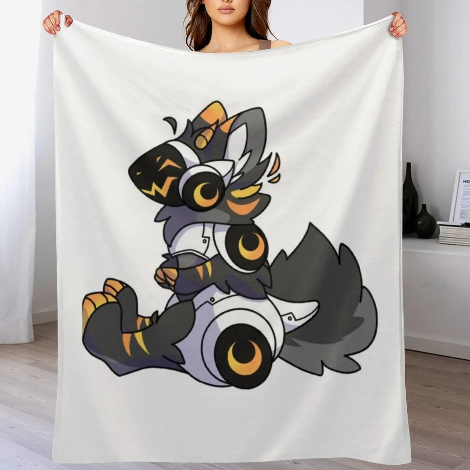 Lemondrop the Protogen Throw Blanket For Decorative Sofa Giant Sofa Blankets