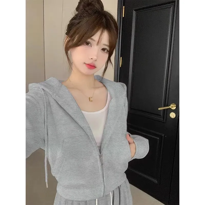 

Short Hooded Sweater Early Autumn Women's Front Shoulder Jacket Spring and Autumn Wear 2025 New Early Autumn