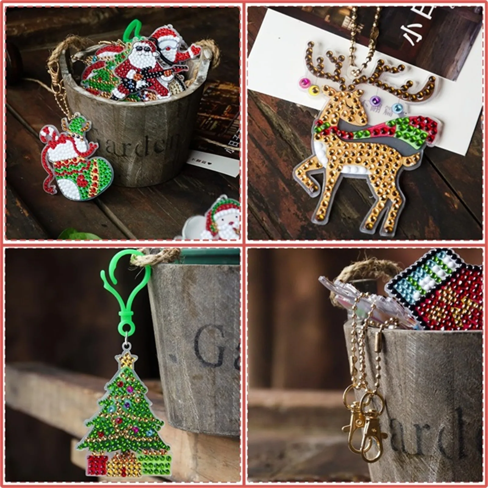 Timer produktywności, wizualny kalendarz Dvent, brelok, 24-dniowy kalendarz odliczający do Świąt Bożego Narodzenia, DIY, timer z kryształkami 5D dla dzieci