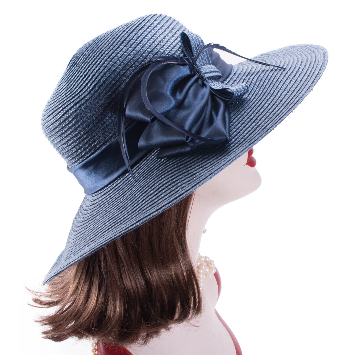 Lawliet Womens Polypropylene Straw Plain Wide Brim Hat Boater Kentucky Derby Ascot Race Day Hats A594