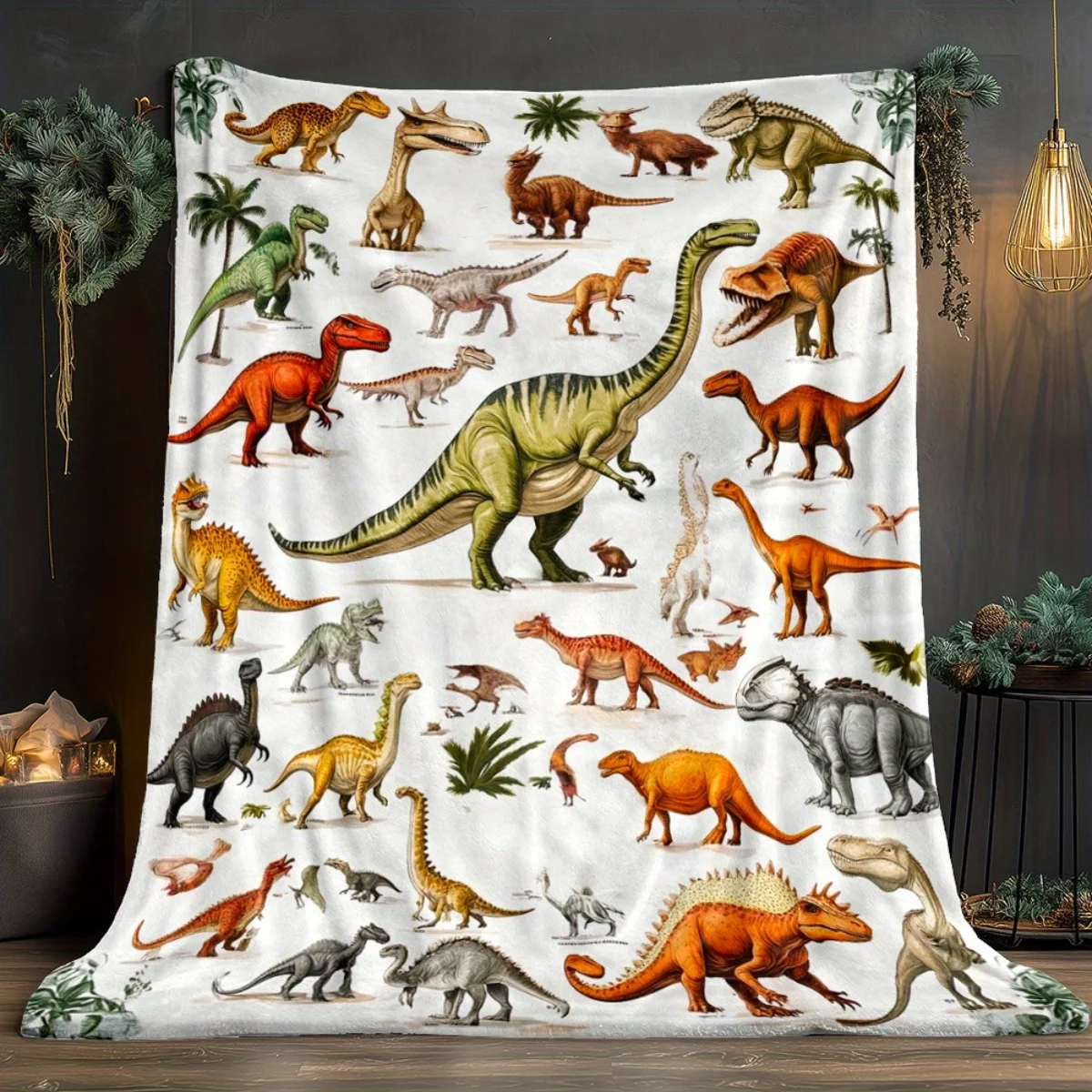 1pc Dinosaur collection paleontology educational flannel blanket kids room decor animal print blanket for boys and girls