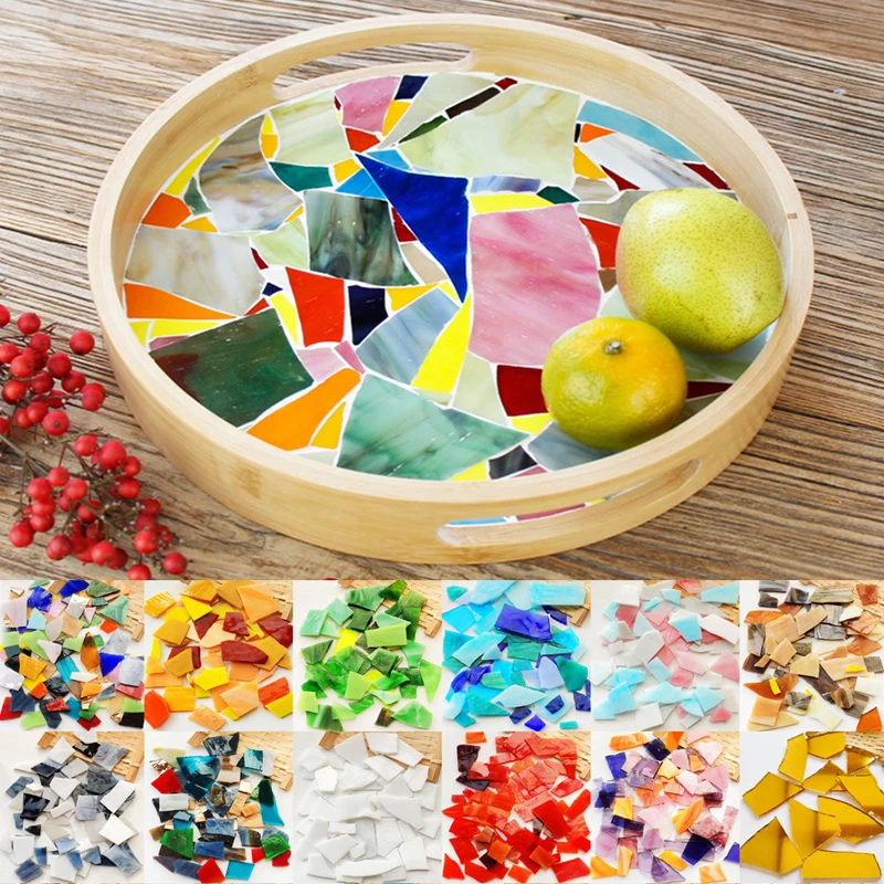 100g DIY Ceramic Mosaic Glass Mixed Color Mosaic Pieces Crystal Decorative Material DIY Handmade Coaster Material Vase Art