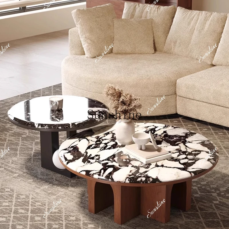 Wabi Sand wind super crystal stone coffee table living room home retro round sofa side table  FT