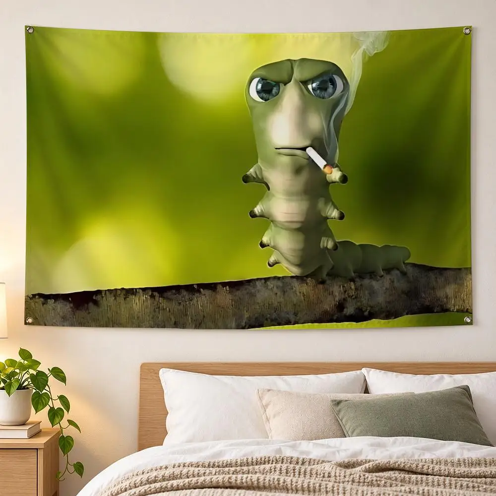 Fun Caterpillar Funny Meme Flags  For Garden Party Living Room Home Wall Decor Banner Bedroom Outdoor Tapestry