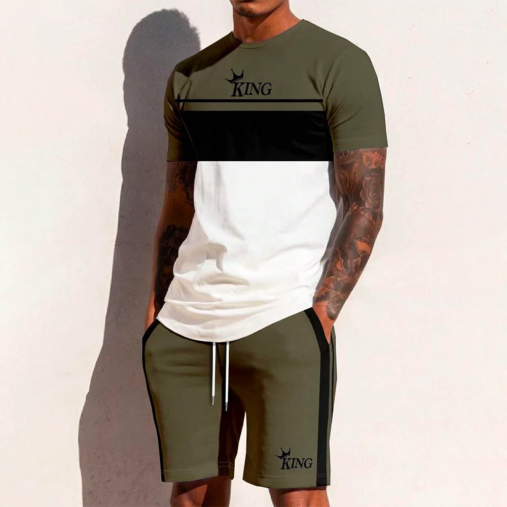 3D 2024 New Summer Y2K Style Fashion Trendy Men's Set Extra Large Men's Loose Top Refreshing And Breathable Leisure Travel Sets