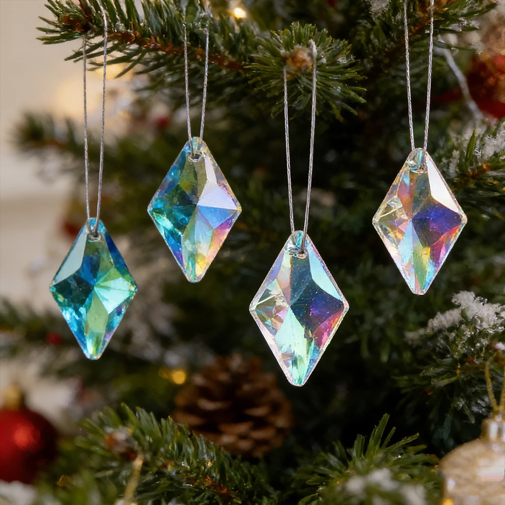 

20 шт. стеклянных бусин для рукоделия, кристаллические подвески-ловушки для солнца, ромбовидные граненые бусины AB-цвета, аксессуары для изготовления украшений