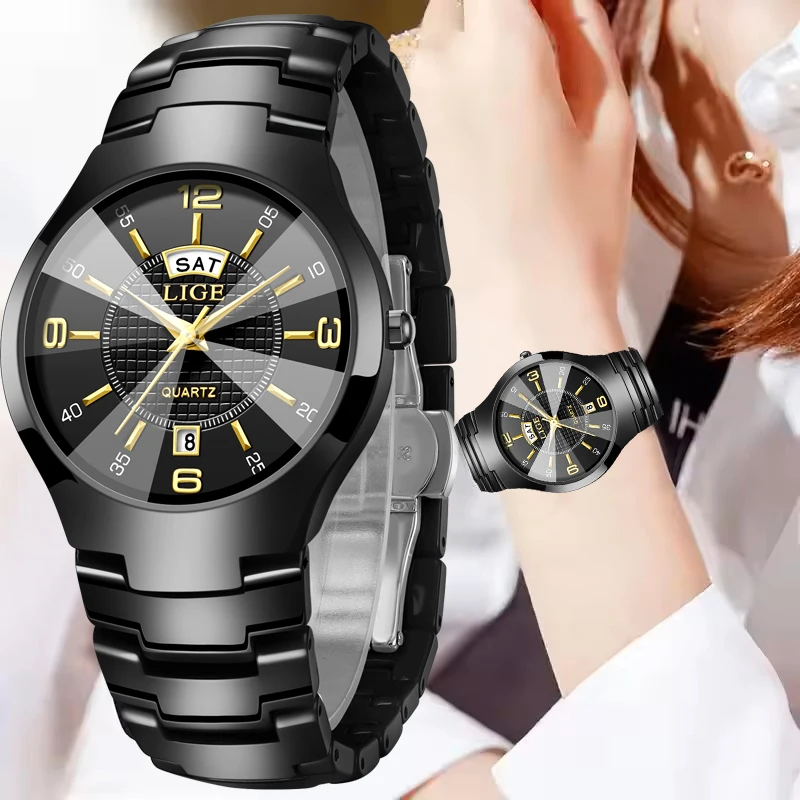 LIGE Quartz Watch For Women Fashion Waterproof Classic Luxury Brand Ladies Watch Stainless Steel Ceramic Watches Reloj Mujer