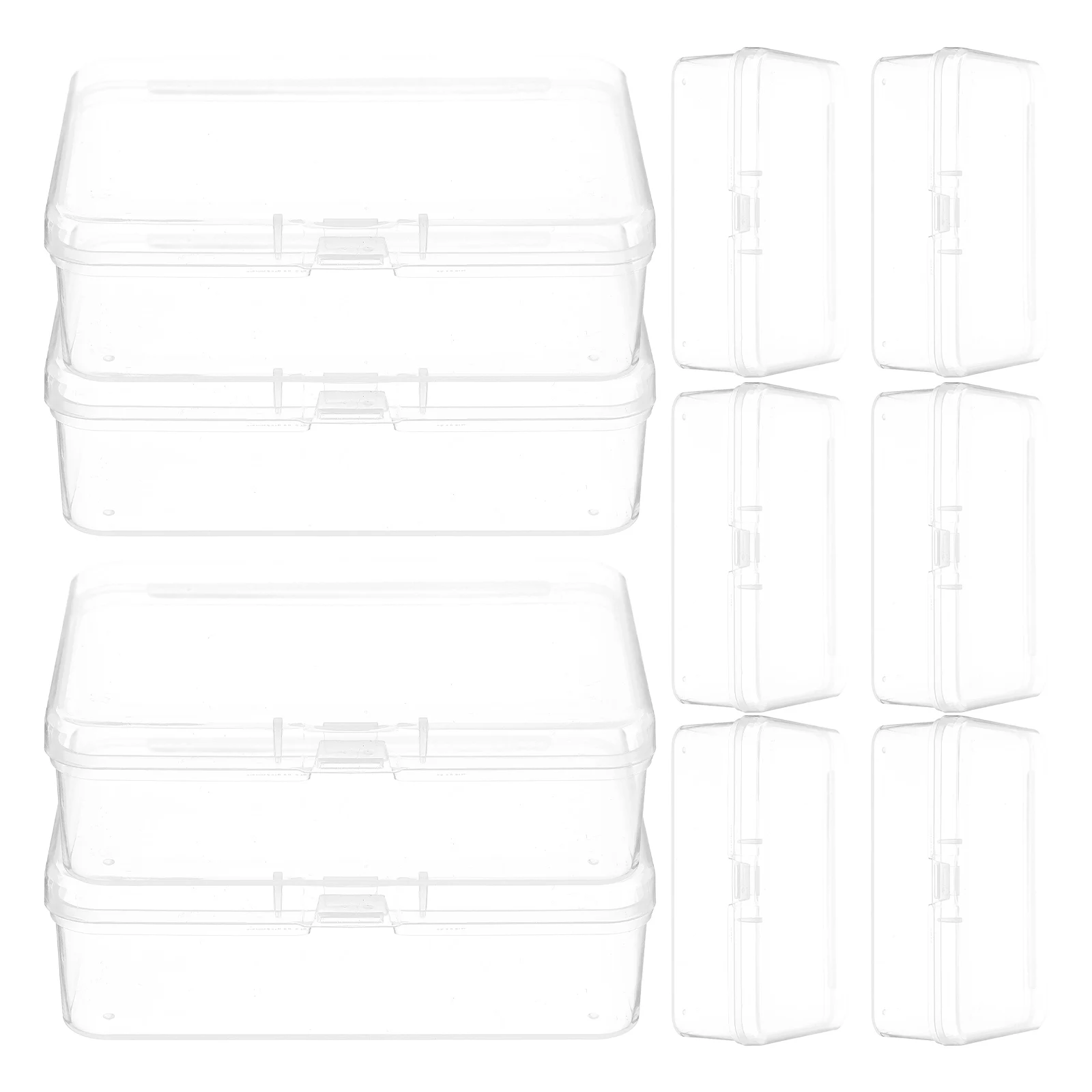 

10pcs Mini Transparent Storage Boxes Small Clear Plastic Containers Rectangular Shape Lids Dustproof Compact ganization