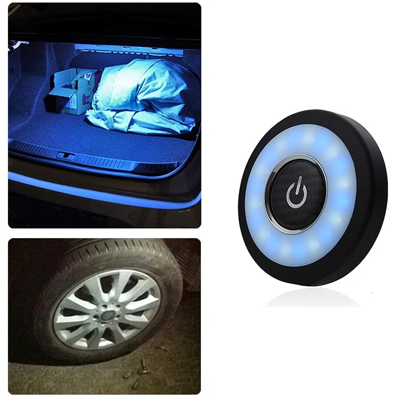 USB Rechargeable Car Interior Led Trunk Cargo Area Lights 12V Bright Multi-Function Wall Lamp Stick on Anywhere Push for Vehicle