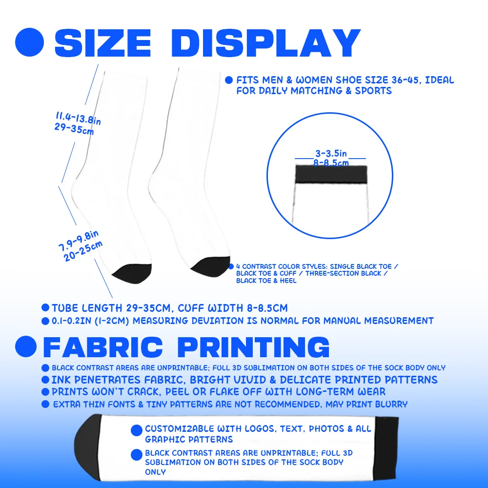 Custom Color Block Knee High Socks Personalized Text Logo Pattern Printed Stretch Long Socks For Daily Street Sports Outfit view 5