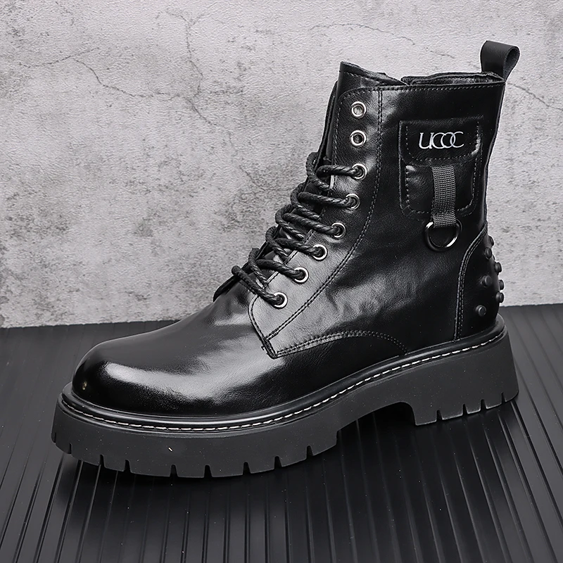 

New Arrival Men Fashion Casual Rivets Punk Style Riding Ankle Boots Spring Autumn Luxury Designer Youth Trending Sneakers