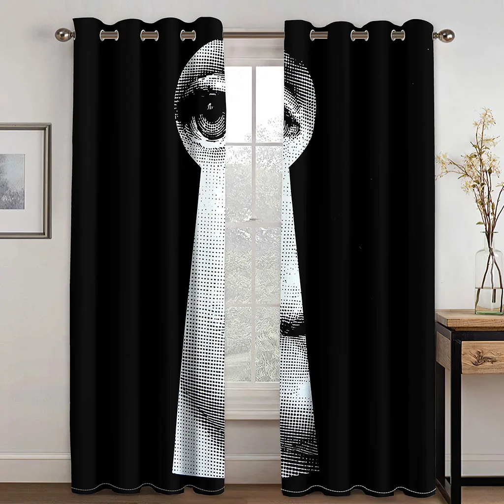 black Curtains Window Treatment For Bedroom Office Kitchen Living Room Home Decor Room Decor blackout curtains 2pcs