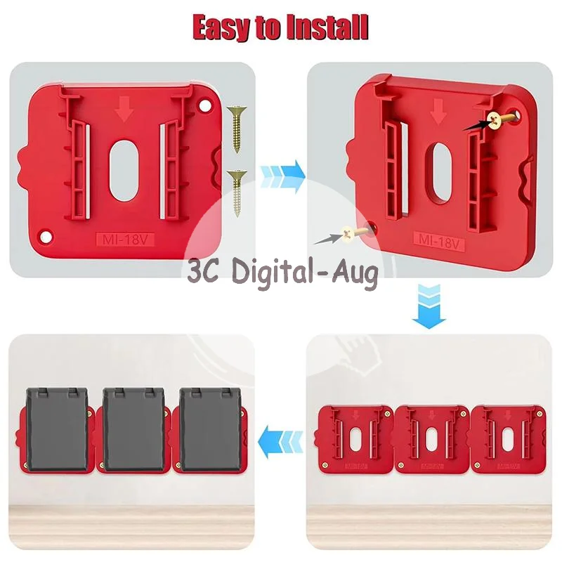 M18 18V Battery Holder Wall Mount Space Saver Organizer 1/3/5PCS for Van Toolbox DIY Enthusiasts Workshop