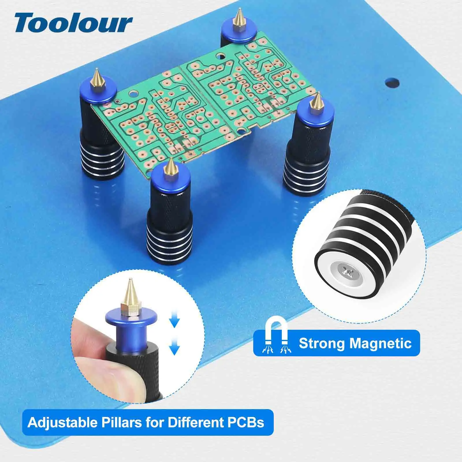 Toolour 4 PCB Pillars Circuit Board Holder Magnetic Helping Hand with Adjustable Range 0-10mm Soldering Helping Hands For Repair