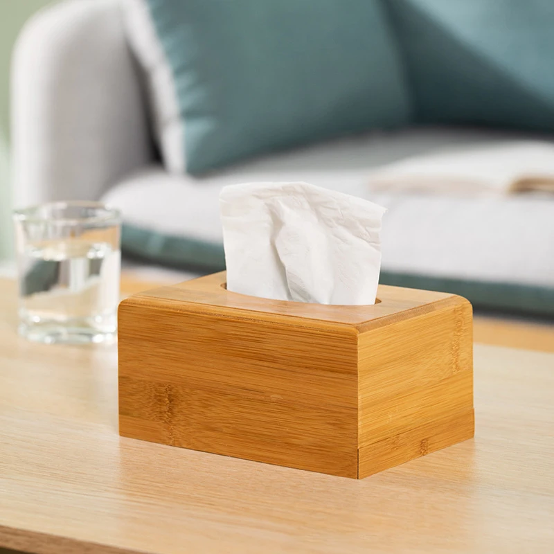 -Wooden Tissue Box Modern Minimalist Design Tissue Box Holder Wood Tissue Case For Hotel Restaurant Hotel Office Easy-Refill