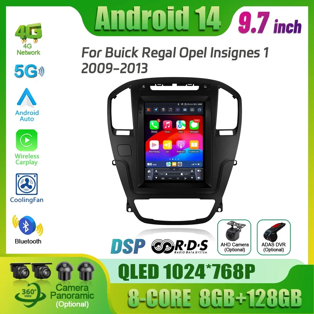 

9.7inch Android 14 For Buick Regal Opel Insignes 1 2009-2013 Car Radio Wireless Bluetooth Carplay Multimedia Touch Screen Stereo