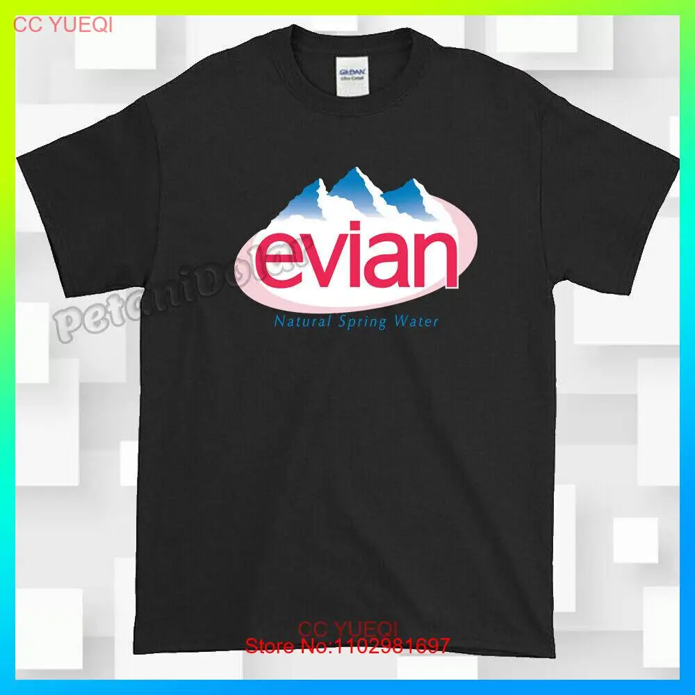 Evian bottled water logo American funny cotton T shirt SIZE S-5XL