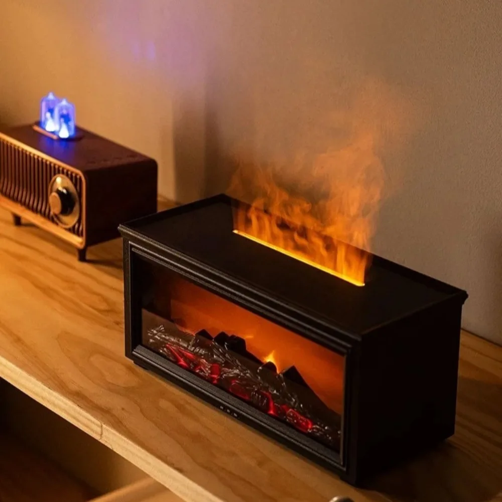 Simulation Flame Fireplace Humidifier 7 Colors Colorful Flame Aroma Diffuser Home For Living Room Bedroom Electric Fireplaces