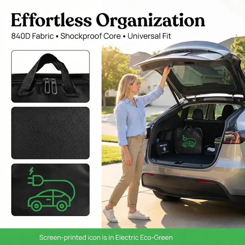 

1PCS Electric Car Charger Storage Bag Waterproof Car Battery Cable Handled Bag EV Car Charging Gun Storage Organizer