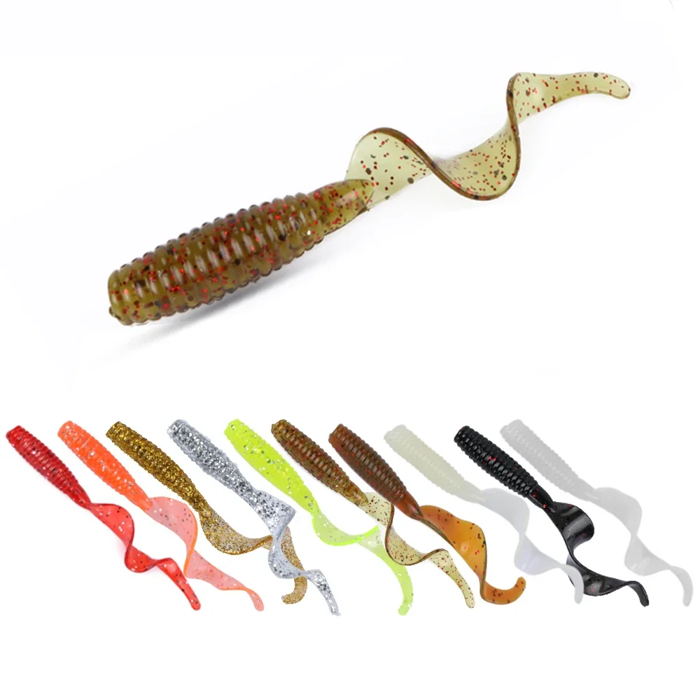Goture 10pcs 6cm 2g Soft Silicone Grub Wobbler Lures Realistic Worm Bait Set for Bass Trout Carp Freshwater Fishing 10 Colors