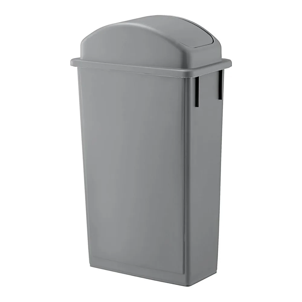 

Gray 23 Gallon Slim Rectangular Trash Can with lid Restaurant Trash can Commercial Trash can Tall Plastic - NEW