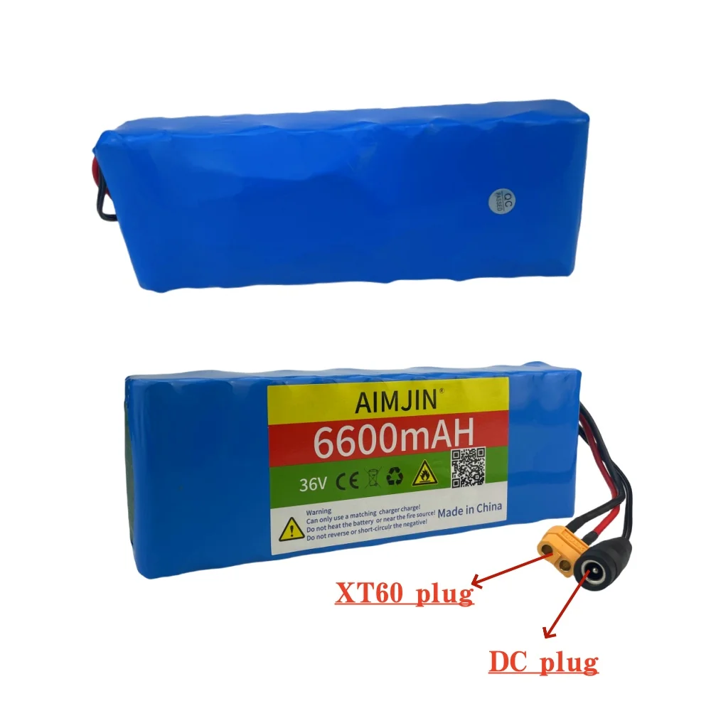 New 10S2P 18650 36V 6.6Ah lithium battery pack with built-in BMS, suitable for electric scooters bicycles ,with chargers