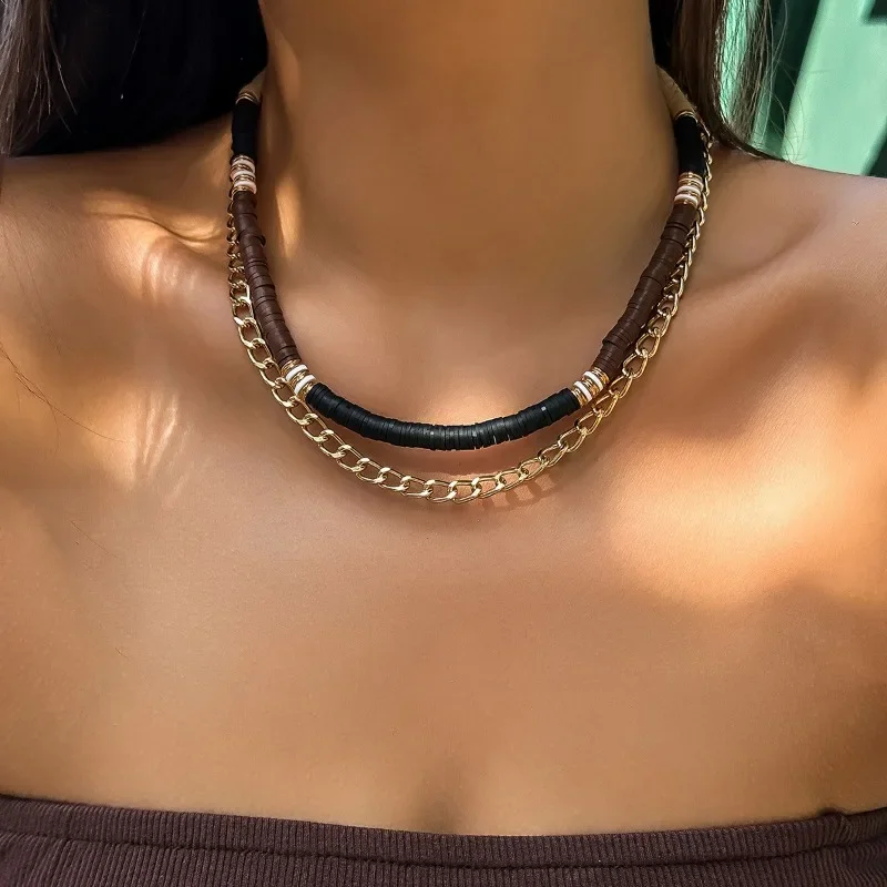 Trendy Jewelry Vintage Temperament Chain Double Layer Chain Necklace For Women Female Gifts Simply Design Accessories Hot Sale