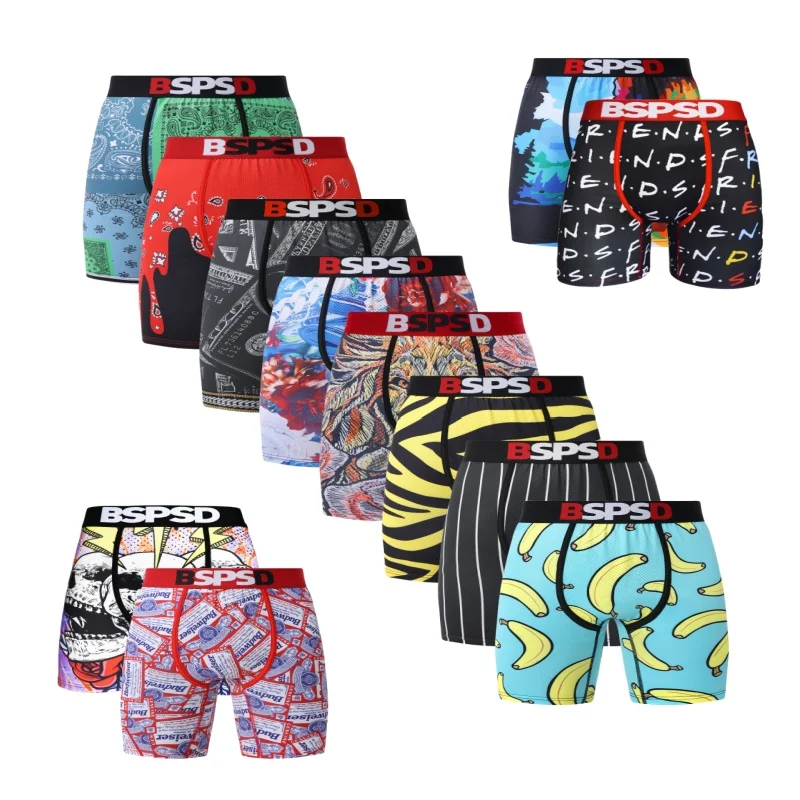 

Men's Underwear Sporty Fitness Long Boxer Briefs Shorts Print Breathable Boxershorts Comfy Quick Drying Stretchy Novelty Trunks