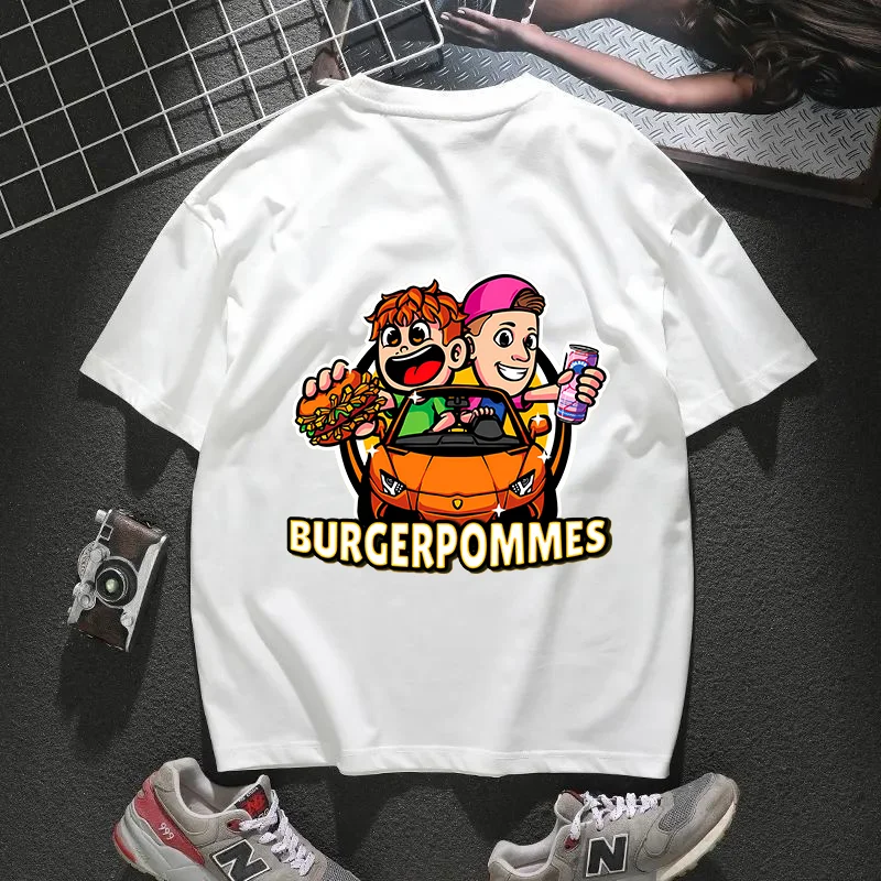 Burgerpommes Icrimax Solid Color Cotton T-shirts Clothes T Shirt Summer Casual White Short Sleeve Tshirt High-quality Tops Gifts