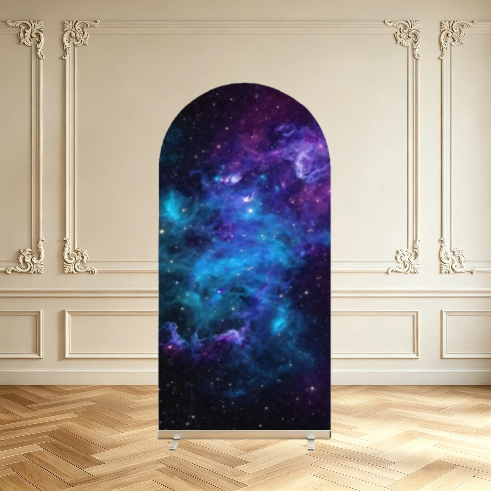 Universe Galaxy Star Arch Backdrop Cover Outer Space Theme Deep Blue Night Birthday Baby Shower Decor Double Sided Arch Covers