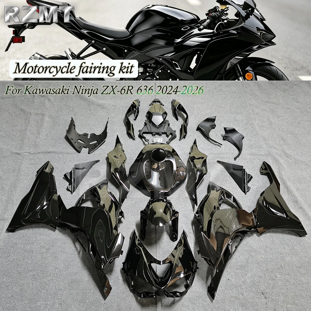 New Glossy Black For Kawasaki ZX6R ZX-6R 2025 2026-27 Carenado ZX636 2025 Motorcycle Molding Fairings Kit Bodyframe Protective