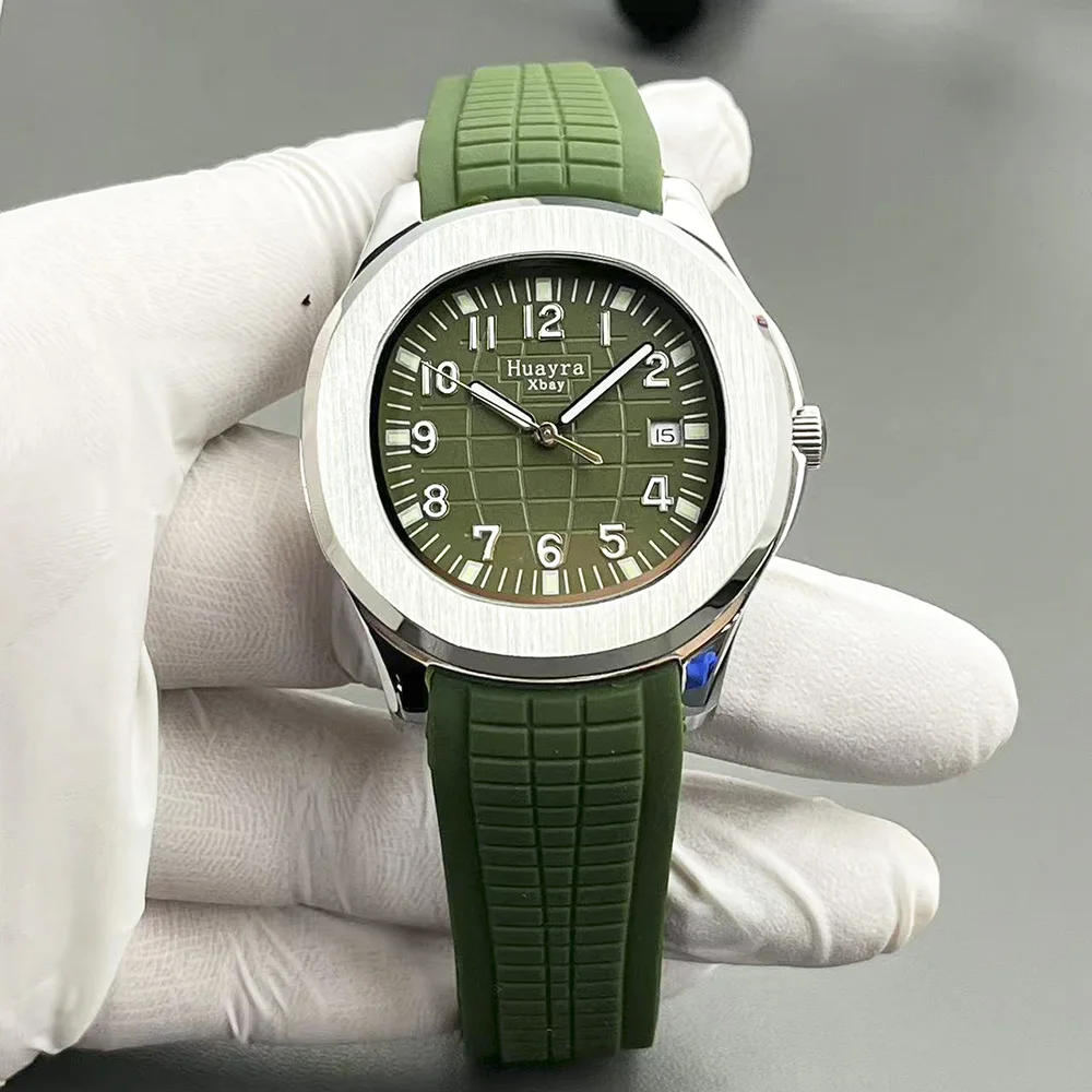 Green AQUANAUT Dial, Waterproof Miyota 8215 Men's Mechanical Watch, Rubber Bracelet, Stainless Steel Case 42MM