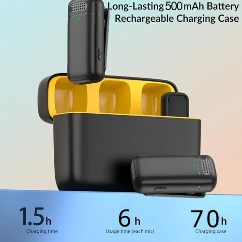 Imagen 2 del producto Mini micrófono Lavalier inalámbrico para teléfonos móviles tipo C con estuche de carga con cancelación de ruido portátil para grabaciones de reuniones
