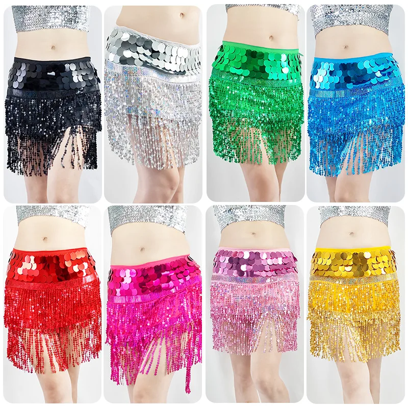 

Сексуальный платок для восточных танцев с пайетками, аксессуар для танцев, шифоновая цепочка на талию с волнистым краем