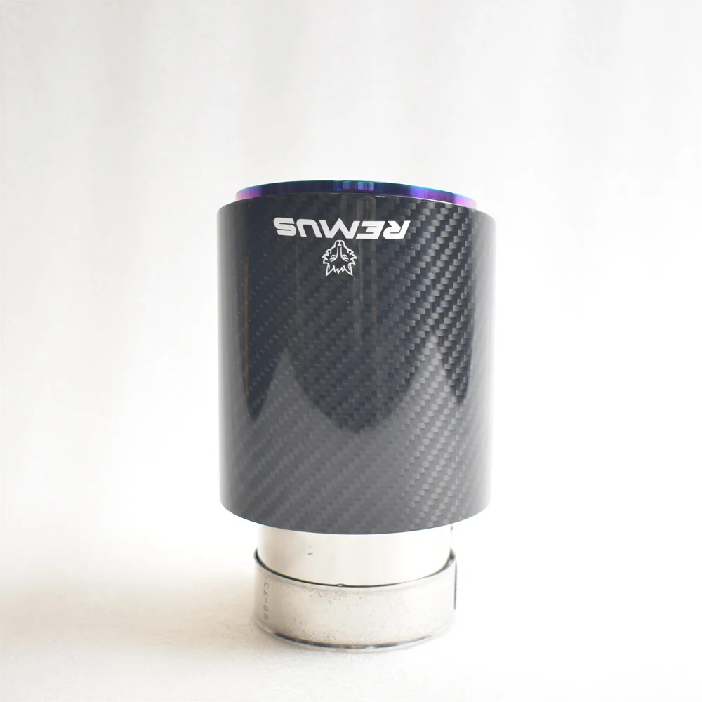 

RE carbon fiber tail throat stainless steel muffler with smooth surface and purple inner liner for car modification