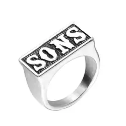 Stainless Steel Solid Anarchy Son Ring SONS Men's Bicycle Punk Style Ring Size 7-14