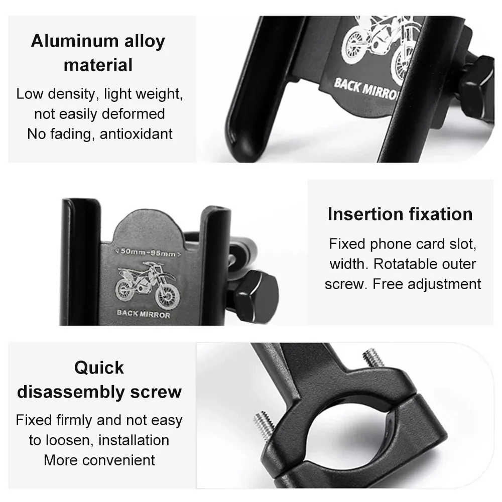 360-Grad-drehbare Motorrad-Fahrrad-Handyhalterung aus Aluminiumlegierung, Unterstützung für einfache Radfahren, Navigation, Urban und Freizeit – Detail 11
